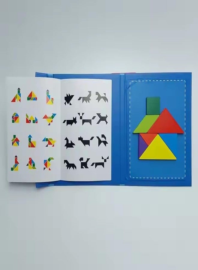 BLiSS HUES لعبة أحجية تانغرام خشبية للسفر من بليس هيوز™ - كتاب مكعبات مغناطيسية مع الحل | لعبة أحجية ثلاثية الأبعاد لرحلة برية | تعليم العلوم والتكنولوجيا والهندسة والرياضيات | ألعاب تنمية الذكاء للأطفال - متعددة الألوان - Image 2